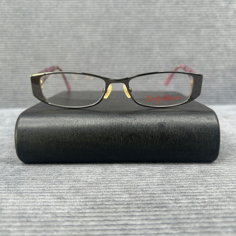 Sally Hansen Y2k Eyeglass Frames Gunmetal Purple Rectangular Lilac Pattern